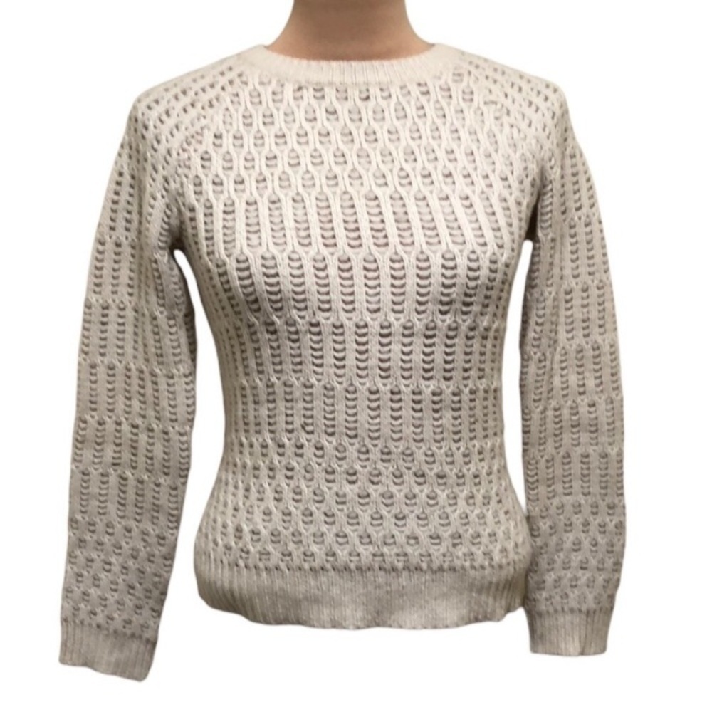 Anthropologie Sparrow Hamilton Sweater Size Small Cream Textured Knit Crewneck